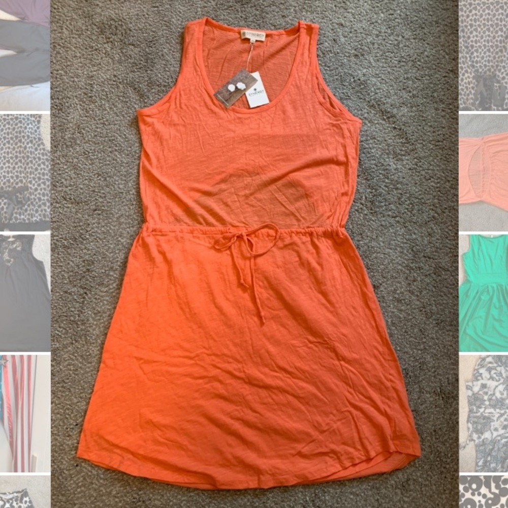 NWT Synergy Organic Cotton Dress XL Coral Back Cut Out